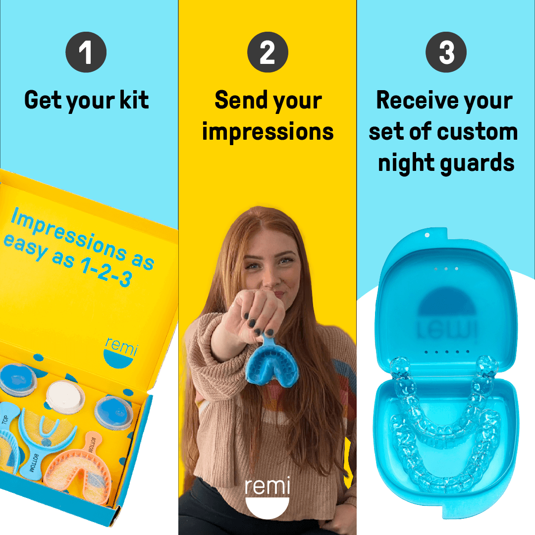 A girl is showing how to use the Protect Your Smile &amp; Get Better Sleep kit.