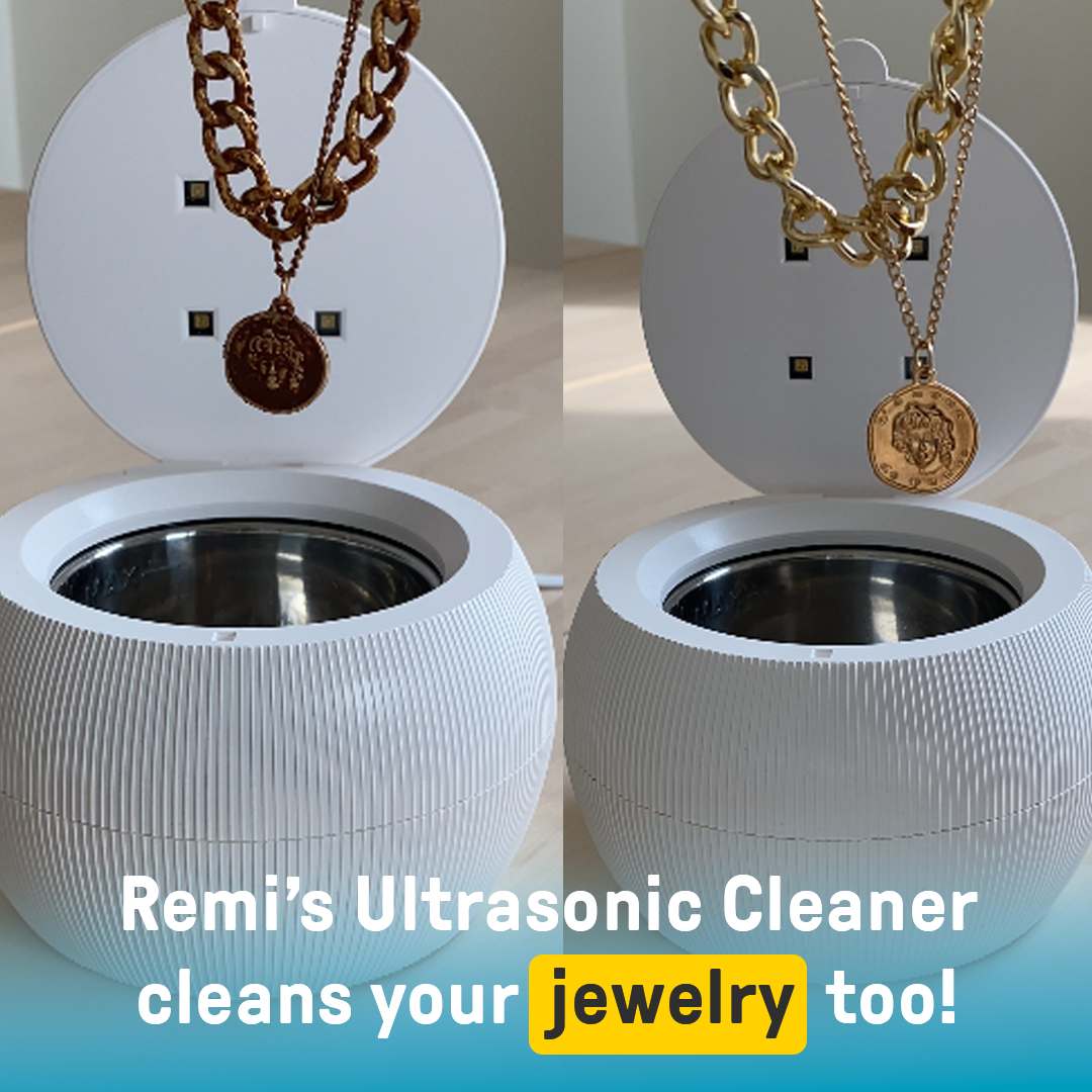 Ultrasonic Cleaning & Sanitizing Device provides a comprehensive clean for your jewelry using advanced ultrasonic technology.