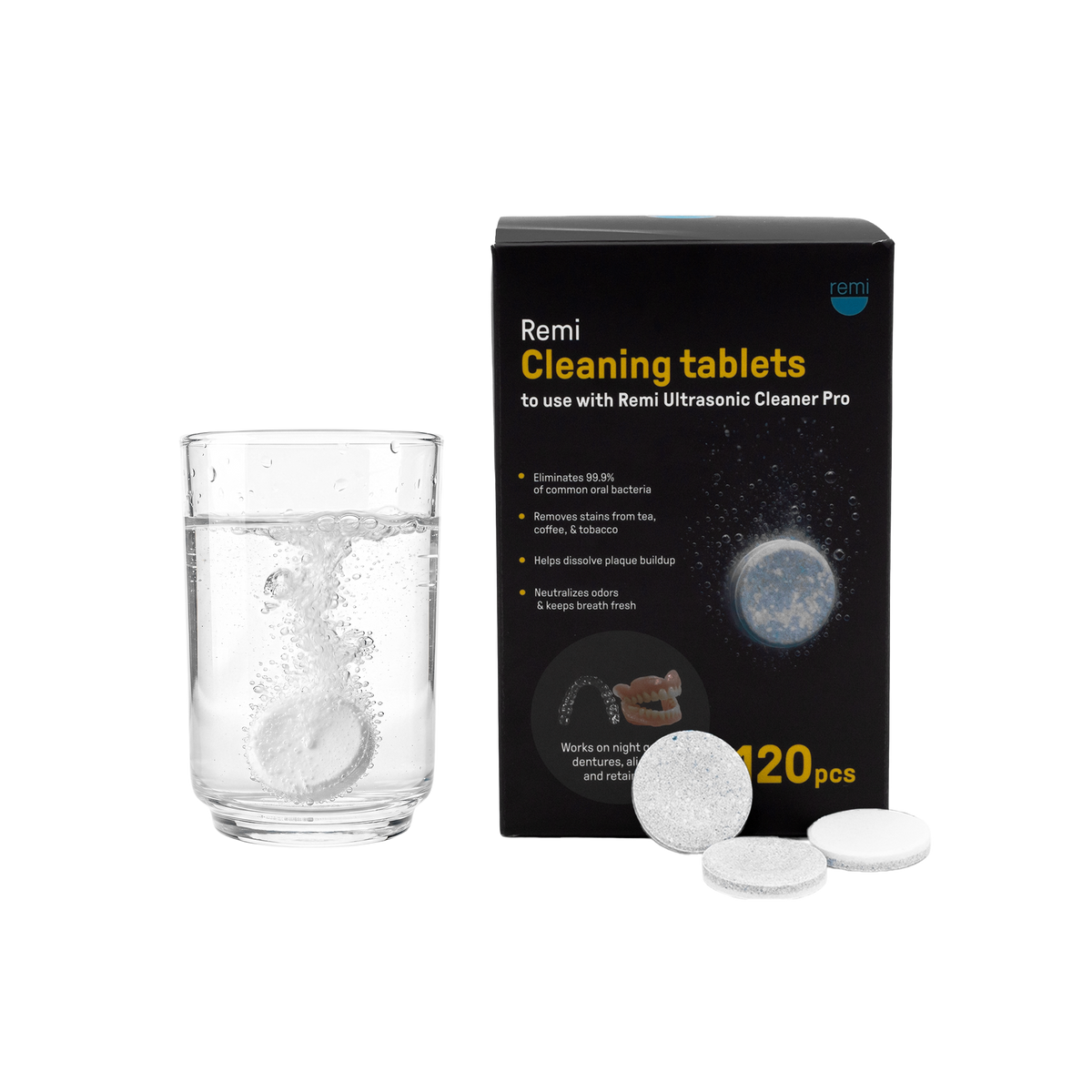 Remi cleaning tablet demo with packaging