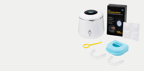 The Essentials Bundle: Remi night guard, retainer case, ultrasonic cleaner, and cleaning tablets