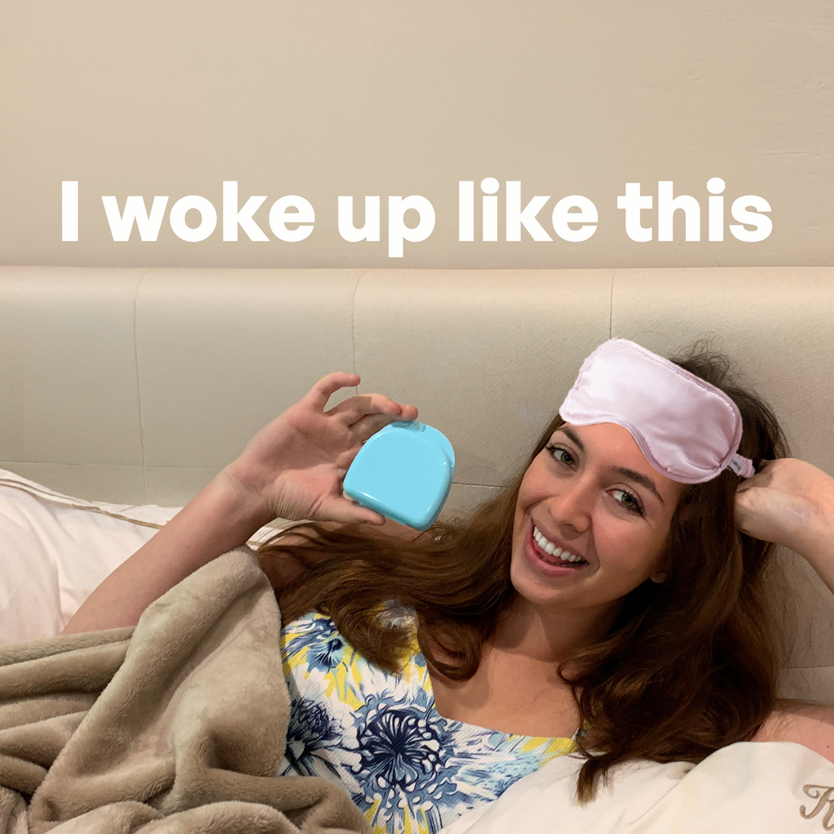 Remi customer lifestyle photo: waking up with a bright smile