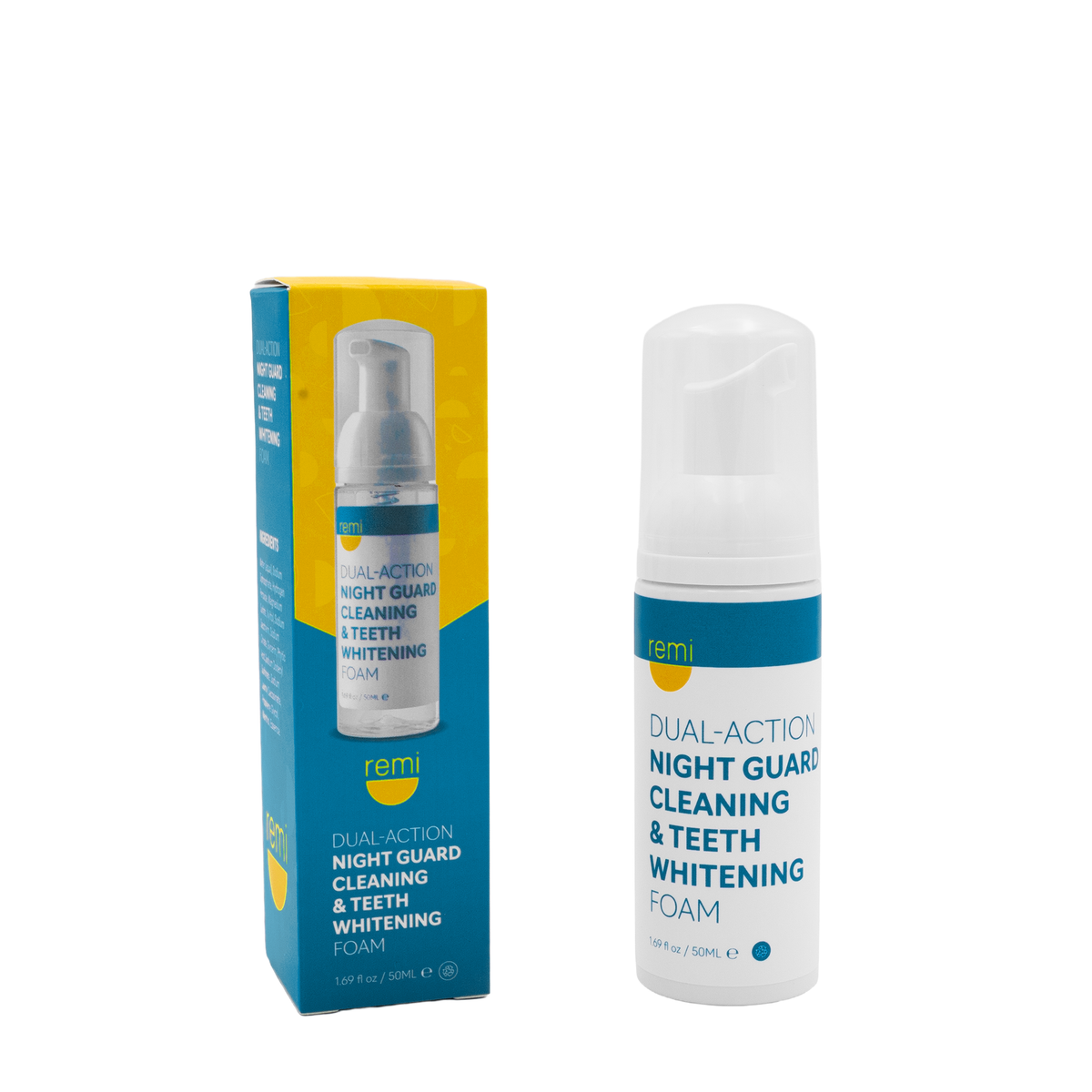 Remi Night Guard Cleaning and Teeth Whitening Foam with packaging