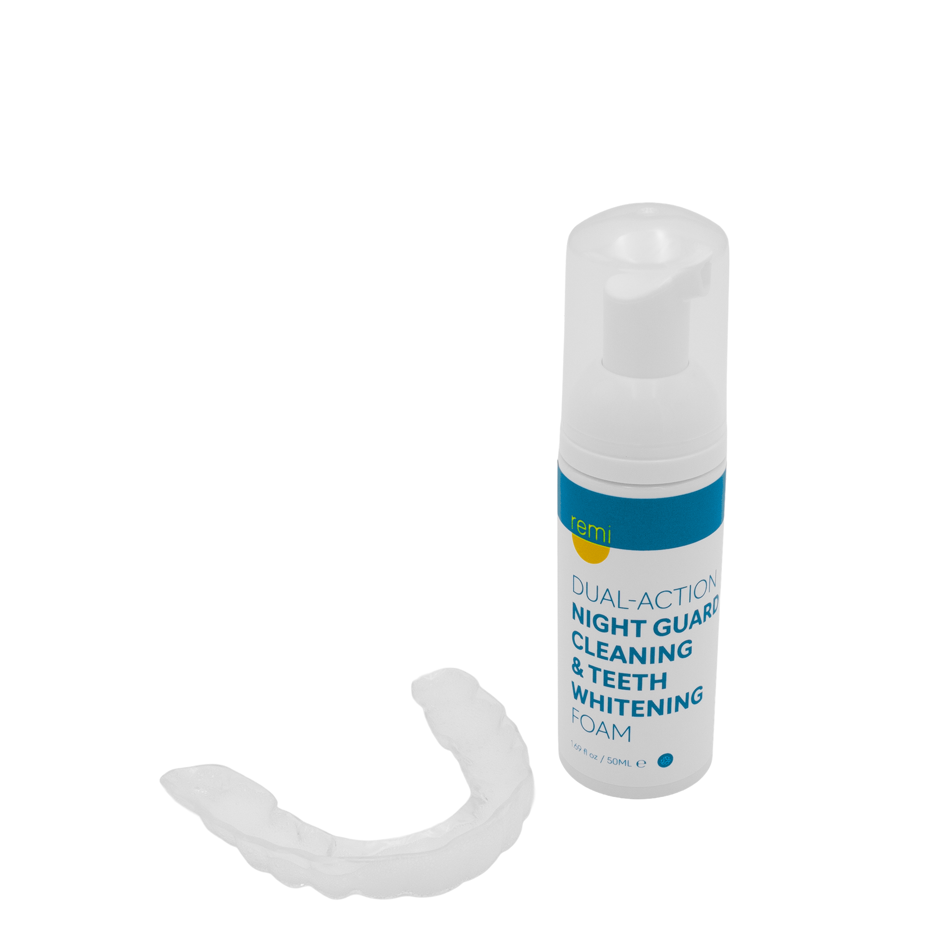 Remi whitening foam with a clear night guard