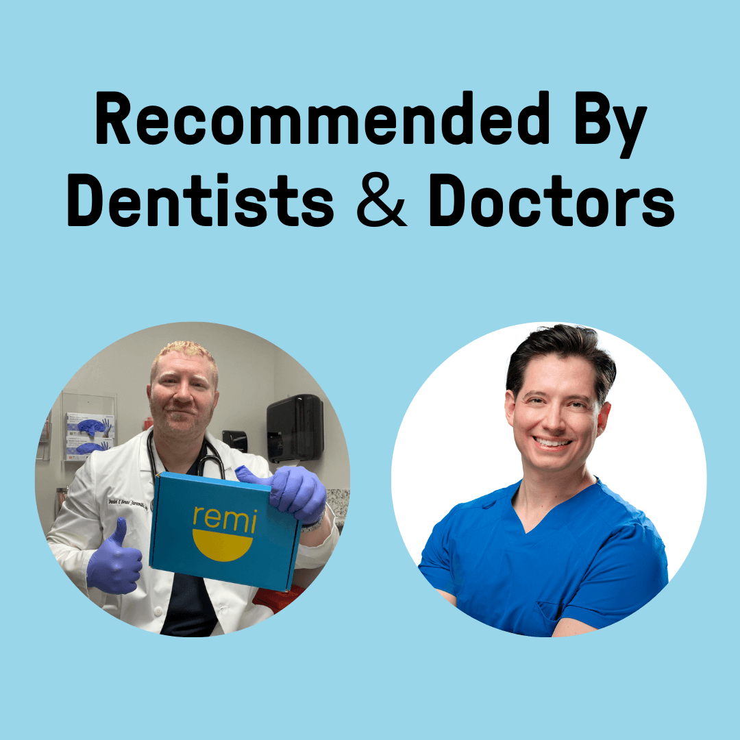 Two dentists and doctors with Maintain Oral Hygiene recommended by dentists and doctors.