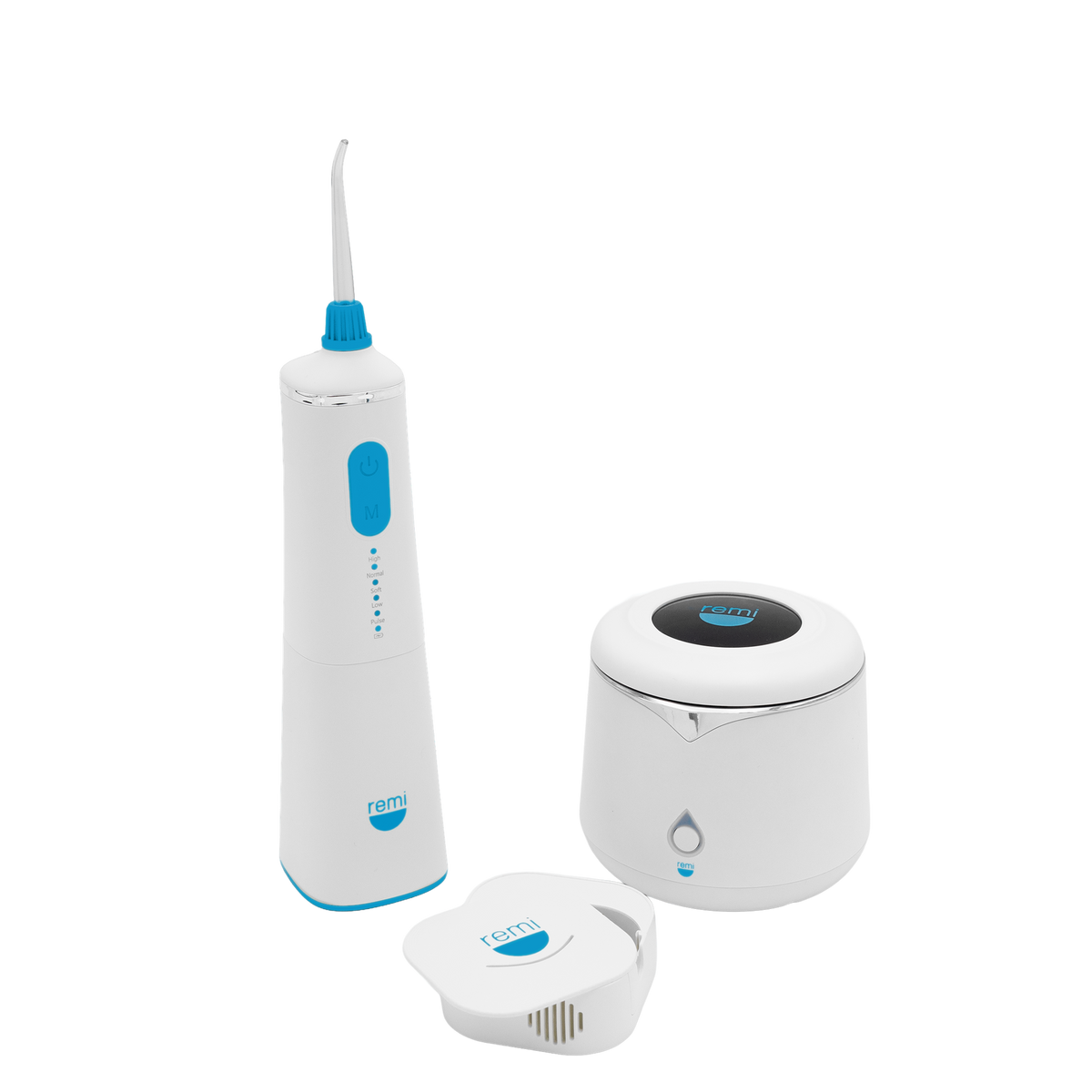 Remi flosser, ultrasonic cleaner, and UV sanitizer