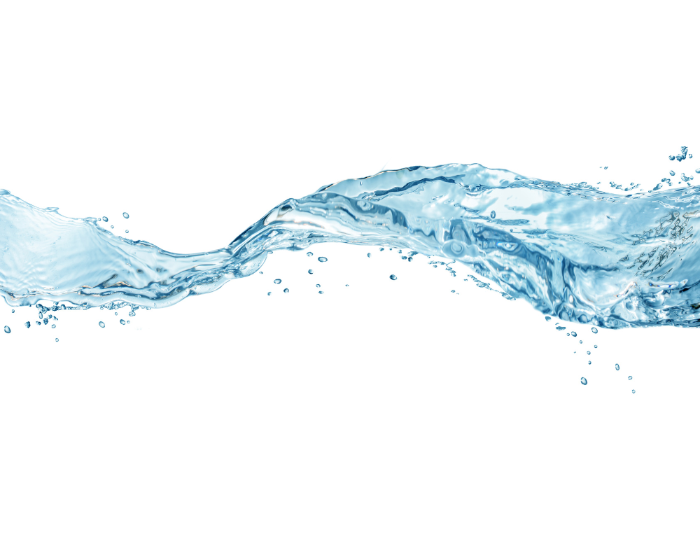 A clear, dynamic water splash isolated on a white background.