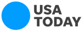 Usa today logo with a blue circle and name in capital letters.